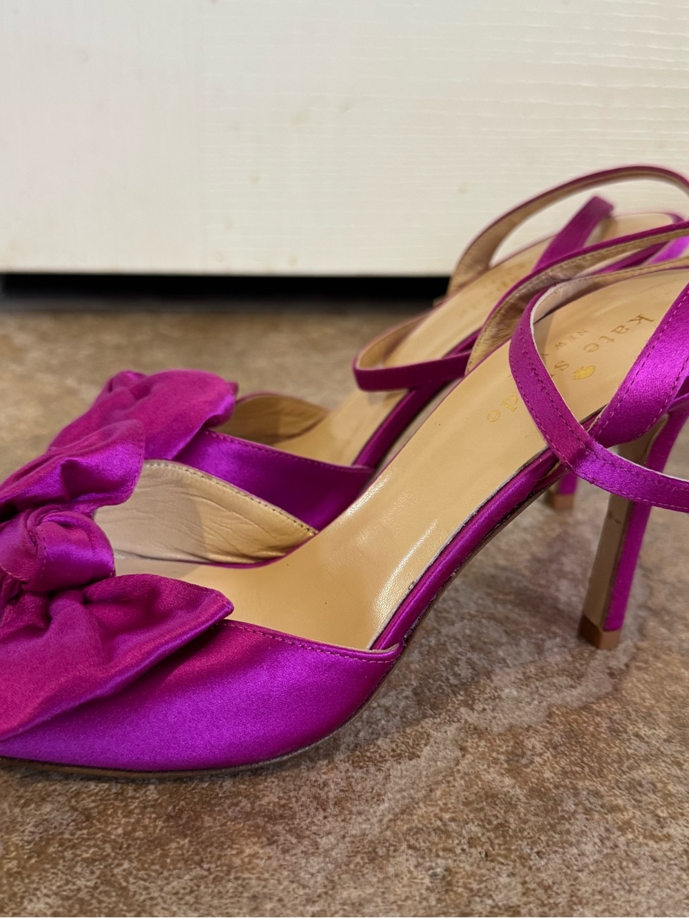 kate spade Fuchsia Satin Bow Slingback Heels - Picture 2 of 6